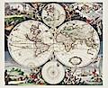 Historische WELTKARTE um 1660 von Justus Danckert (gerollt): Titelkartusche der World Map: Nova Totius Terrarum Orbis Tabula | Weltkarten Vol. 4