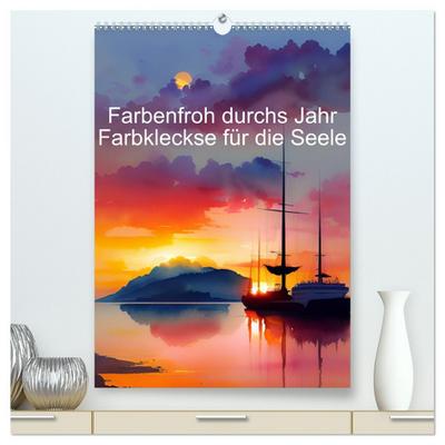 Farbenfroh durchs Jahr 2026 - Farbkleckse für die Seele (hochwertiger Premium Wandkalender 2026 DIN A2 hoch), Kunstdruck in Hochglanz
