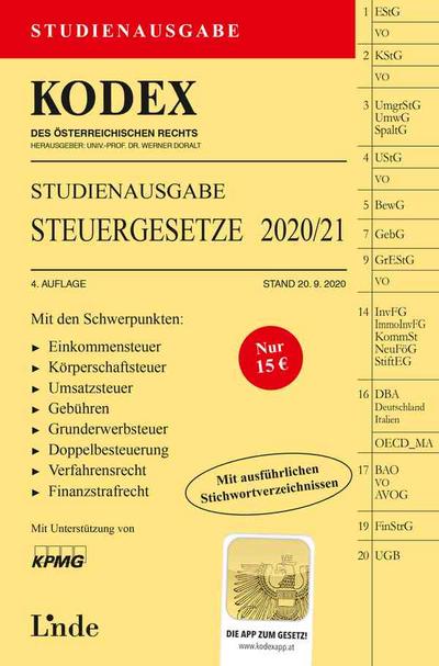KODEX Studienausgabe Steuergesetze 2020/21: Studienausgabe (Kodex des Österreichischen Rechts)