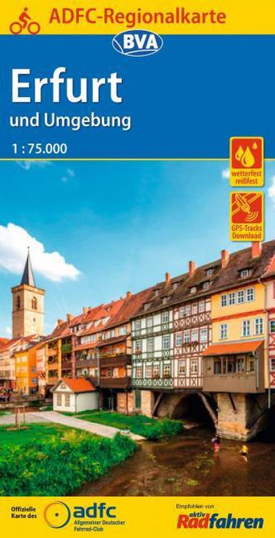 BVA ADFC Regionalkarte Erfurt und Umgebung 1:75.000