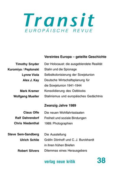 Transit 37. Europäische Revue