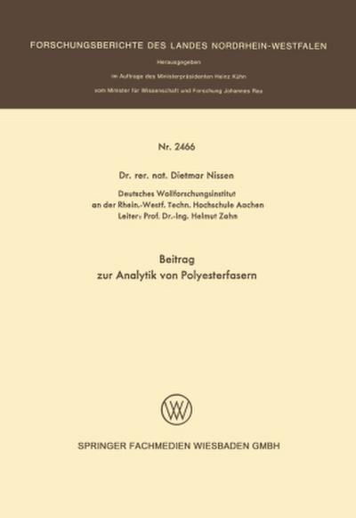 Beitrag zur Analytik von Polyesterfasern
