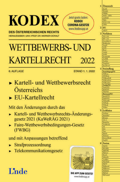 KODEX Wettbewerbs- und Kartellrecht 2022: Wirtschaftsgesetze Band V (Kodex Wirtschaftsgesetze)