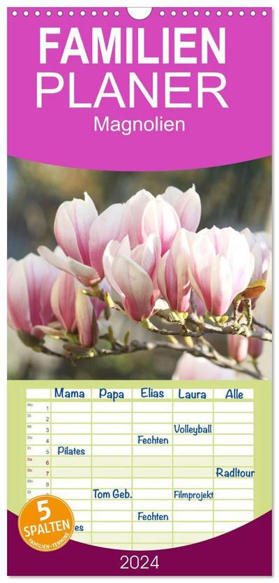 Familienplaner 2024 - Magnolien-Frühling mit 5 Spalten (Wandkalender, 21 x 45 cm) CALVENDO