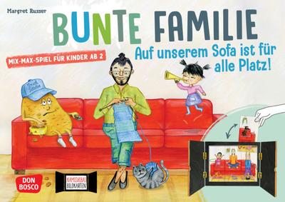 Bunte Familie: Auf unserem Sofa ist für alle Platz. Mix-Max-Spiel für Kinder ab 2