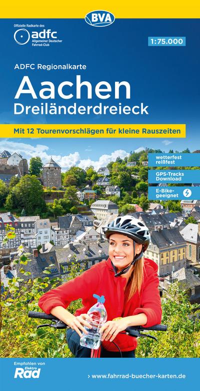 ADFC-Regionalkarte Aachen Dreiländereck, 1:75.000, reiß- und wetterfest, mit kostenlosem GPS-Download der Touren via BVA-website oder Karten-App