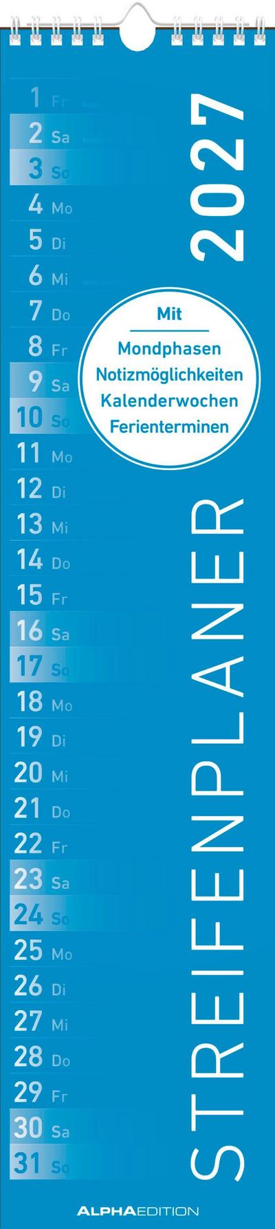 Streifenplaner BLAU 2027
