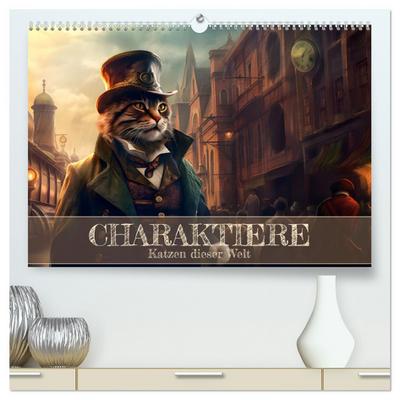 Charaktiere Katzen dieser Welt (hochwertiger Premium Wandkalender 2026 DIN A2 quer), Kunstdruck in Hochglanz
