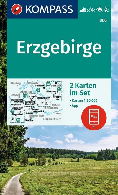 KOMPASS Wanderkarten-Set 866 Erzgebirge (2 Karten) 1:50.000 