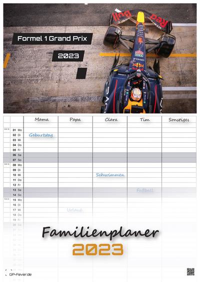 Formel 1 - Grand Prix - 2023 - Kalender DIN A3 - (Familienplaner)