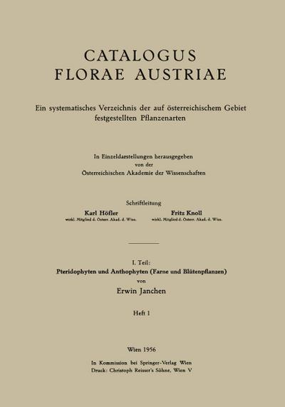 I. Teil: Pteridophyten und Anthophyten (Farne und Blütenpflanzen)