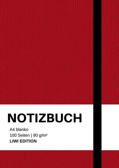 Notizbuch A4 blanko rot - 100 Seiten Soft Cover - FSC Papier
