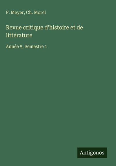 Revue critique d’histoire et de littérature