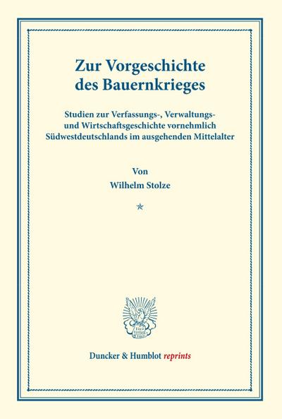 Zur Vorgeschichte des Bauernkrieges.