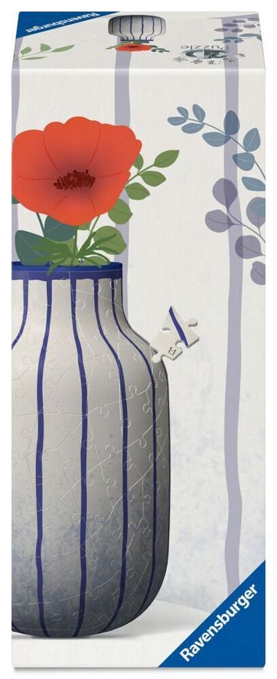 3D Puzzle Vase Stripes Blue