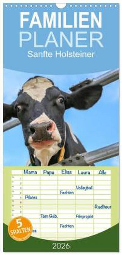 Familienplaner 2026 - Sanfte Holsteiner mit 5 Spalten (Wandkalender, 21 x 45 cm) CALVENDO