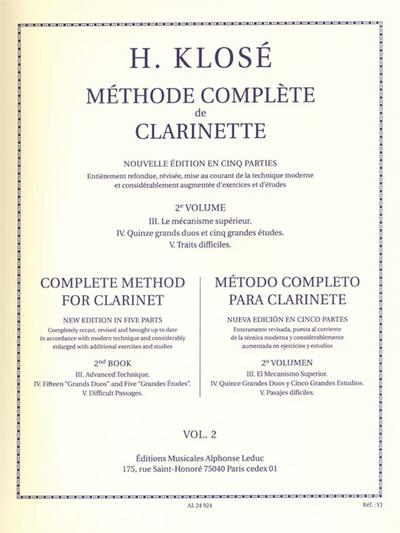 Methode complete de clarinettevol.2 (fr/en, cartonne)