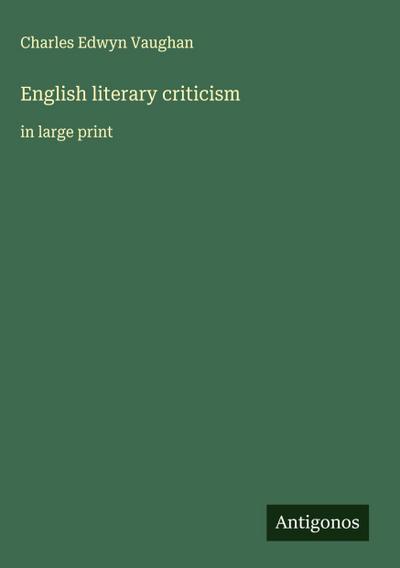 English literary criticism