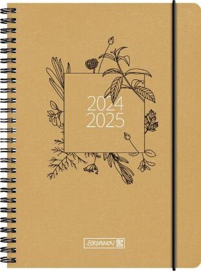 Schülerkalender 2024/2025 "Ecoflower", 2 Seiten = 1 Woche, A5, 208 Seiten, braun