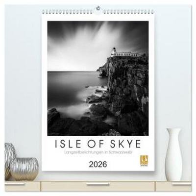 Isle of Skye - Langzeitbelichtungen in Schwarzweiß (hochwertiger Premium Wandkalender 2026 DIN A2 hoch), Kunstdruck in Hochglanz