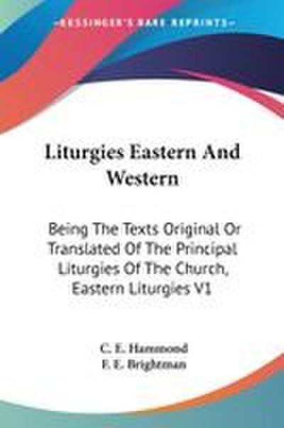 Liturgies Eastern And Western
