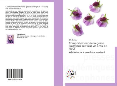 Comportement de la gesse (Lathyrus sativus) vis à vis de NaCl