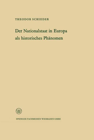Ansprache des Ministerpräsidenten Dr. Franz Meyers. Der Nationalstaat in Europa als historisches Phänomen