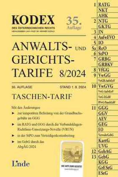 KODEX Anwalts- und Gerichtstarife 8/2024