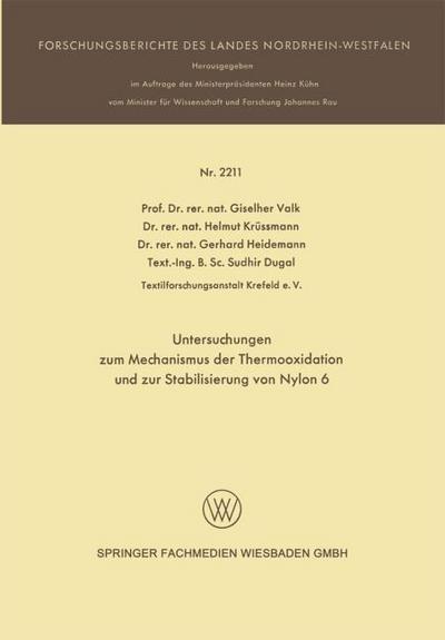 Untersuchungen zum Mechanismus der Thermooxidation und zur Stabilisierung von Nylon 6