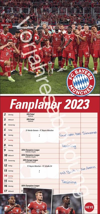 FC Bayern München Fanplaner. Wandkalender für Fans von Bayern München. Planer 2024 mit drei Spalten. Kalender 2024 zum Eintragen von Terminen. 16 x 34,7 cm.