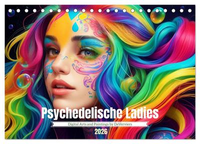 Psychedelische Ladies (Tischkalender 2026 DIN A5 quer), CALVENDO Monatskalender