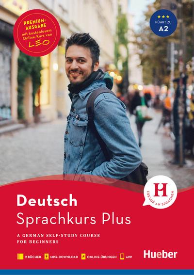 Hueber Sprachkurs Plus Deutsch A1/A2 – Premiumausgabe: A German Self-Study Course for Beginners / Buch mit Audios und Videos online, Begleitbuch, Online-Übungen und LEO-Onlinekurs