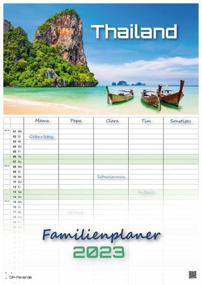 Thailand - Land of Smiles - 2023 - Kalender DIN A3 - (Familienplaner)