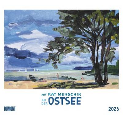 DUMONT - Mit Kat Menschik an der Ostsee 2025 Wandkalender, 38x35,5cm, Kunstkalender mit luftig-leichter Freiluftmalerei von Kat Menschik, Landschaftsbilder, entstanden an der Ostsee und auf Hiddensee
