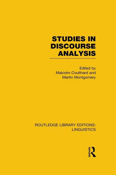 Studies in Discourse Analysis (RLE Linguistics B: Grammar)