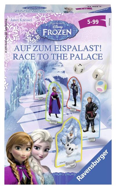 Ravensburger 23402 - Disney Frozen: Auf zum Eispalast!, Mitbringspiel für 2-4 Spieler, Kinderspiel ab 4 Jahren, kompaktes Format, Reisespiel, Brettspiel