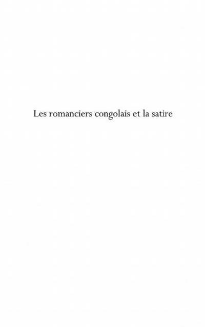 Romanciers congolais et la satire Les