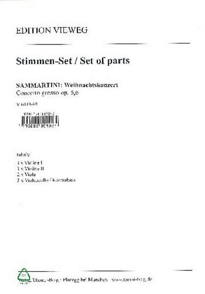 Weihnachtskonzert op.5,6für Streichorchester und Bc