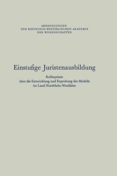 Einstufige Juristenausbildung