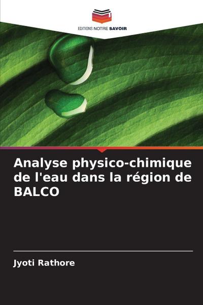Analyse physico-chimique de l’eau dans la région de BALCO