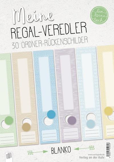 Meine Regal-Veredler 'live - love - teach': 30 Ordner-Rückenschilder - alle Fächer - blanko 