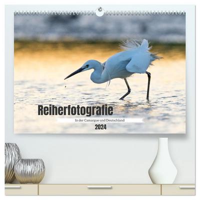 Reiherfotografie (hochwertiger Premium Wandkalender 2024 DIN A2 quer), Kunstdruck in Hochglanz