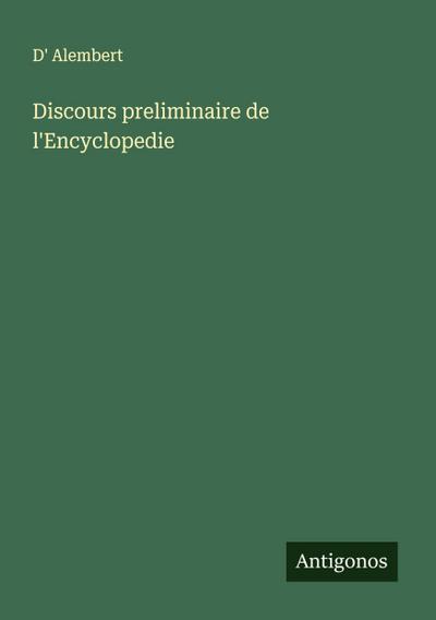 Discours preliminaire de l’Encyclopedie