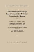 Zur Ernährungsphysiologie landwirtschaftlicher Nutztiere, besonders des Rindes