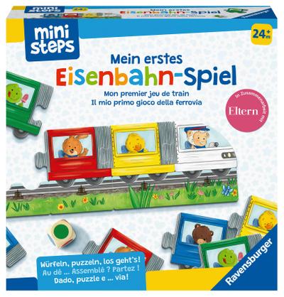 Ravensburger ministeps 4187 Mein erstes Eisenbahn-Spiel, Erstes Würfel- und Puzzlespiel zum Farbenlernen, Spielzeug ab 2 Jahre