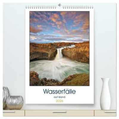 Wasserfälle auf Island (hochwertiger Premium Wandkalender 2026 DIN A2 hoch), Kunstdruck in Hochglanz