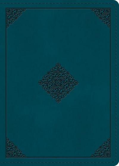 ESV Large Print Personal Size Bible, Red Letter (Trutone, Deep Teal, Ornament Design)