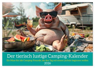 Der tierisch lustige Camping-Kalender (Wandkalender 2026 DIN A2 quer), CALVENDO Monatskalender