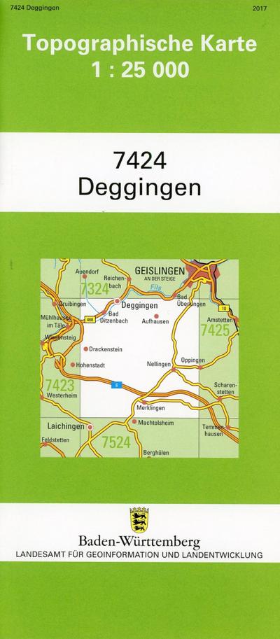 Topographische Karte Baden-Württemberg Deggingen