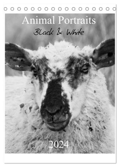 Animal Portraits Black & White 2024 CH Version (Tischkalender 2024 DIN A5 hoch), CALVENDO Monatskalender